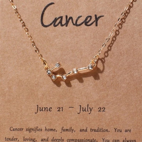 NEW Cancer Gold Necklace with Rhinestones - Picture 2 of 10